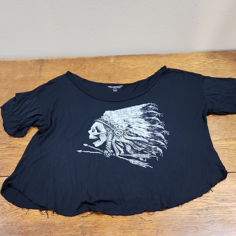 Ralph Lauren Denim & Supply Indian Skeleton Feathers Skull Graphic T Shirt XL